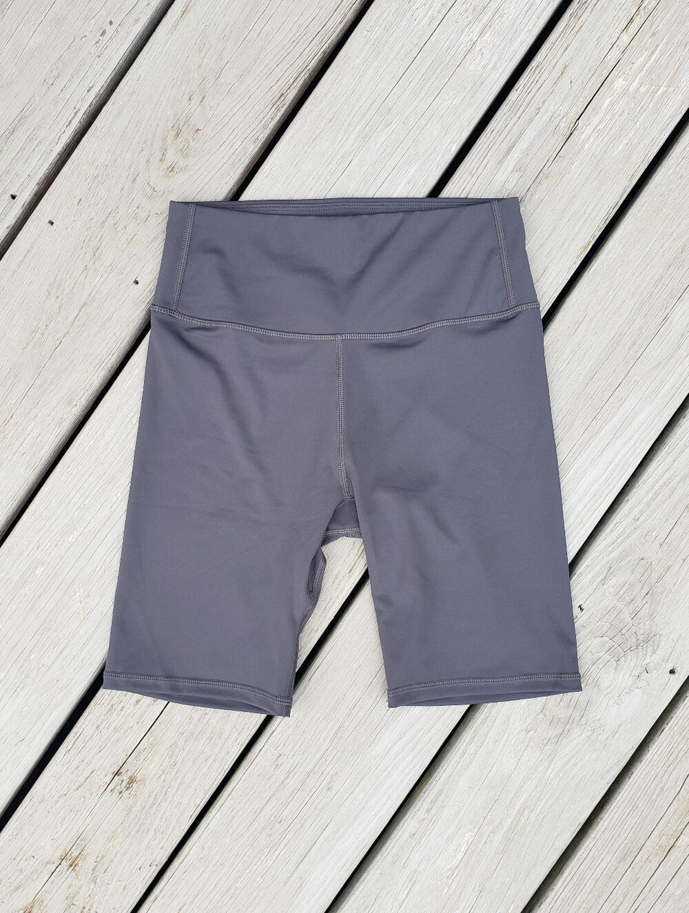 Women's High-Waist Gray Athletic Bike Shorts